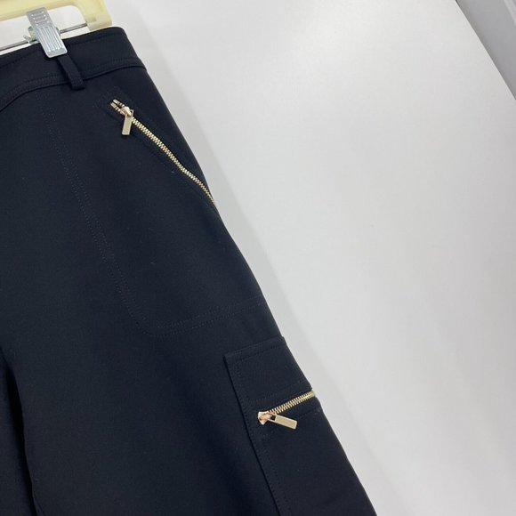 St. John Trousers Black Zip Pockets Straight Leg Stretch Casual Work Pant Size 8 - Picture 2 of 6